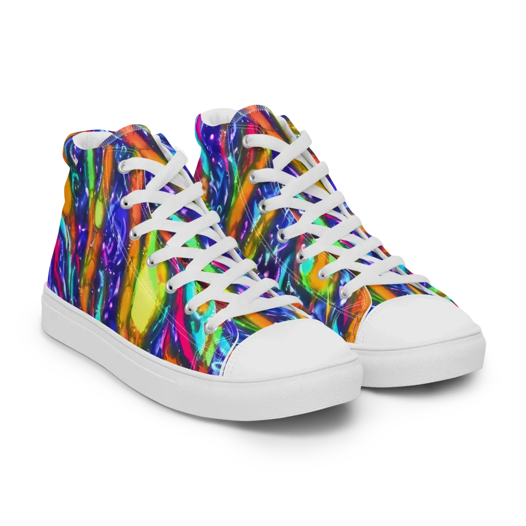 Electric Pour on Men's High Top Canvas Shoes — Right Front