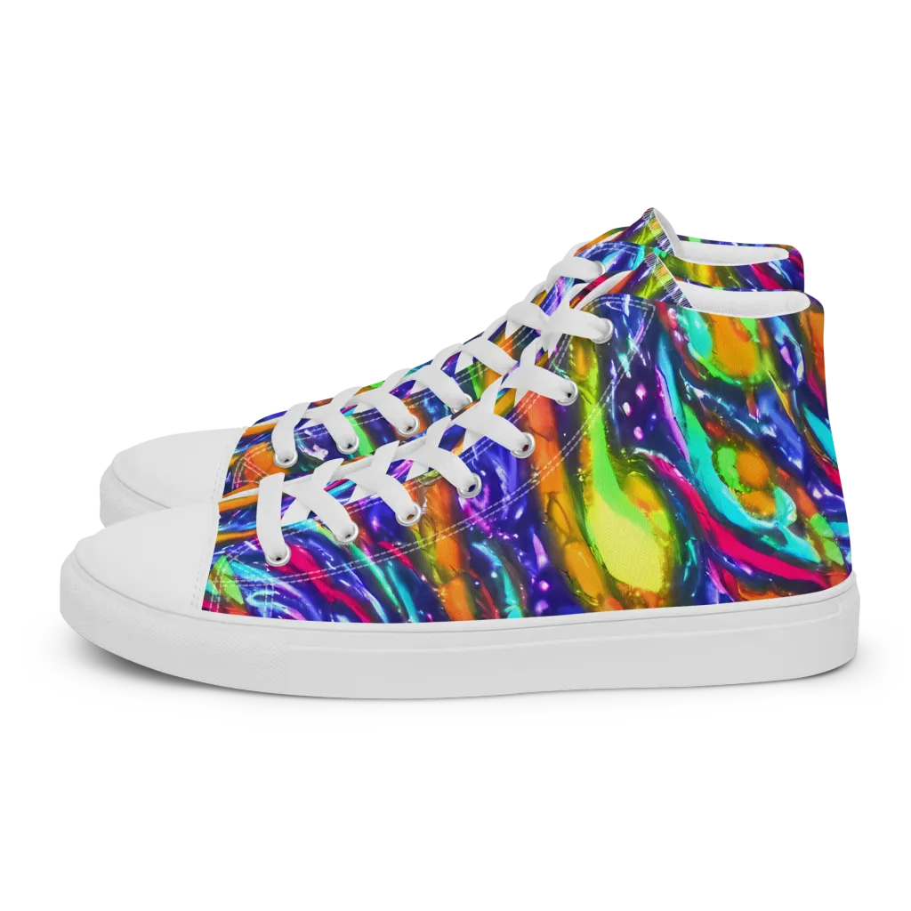 Electric Pour on Men's High Top Canvas Shoes — Left
