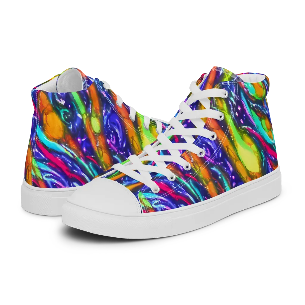 Electric Pour on Men's High Top Canvas Shoes — Left