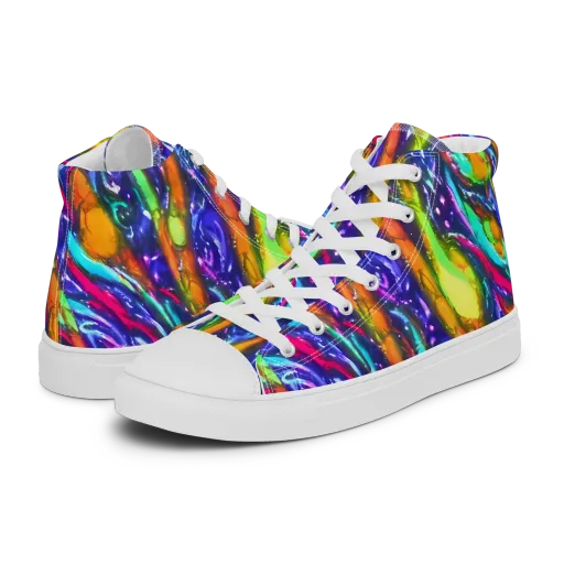 Electric Pour on a Men's High Top Canvas Shoes