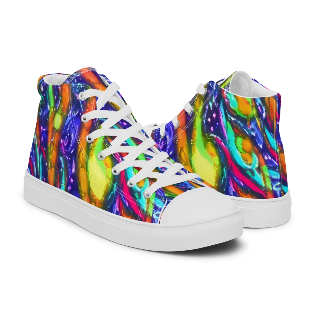 Electric Pour on Men's High Top Canvas Shoes — Right