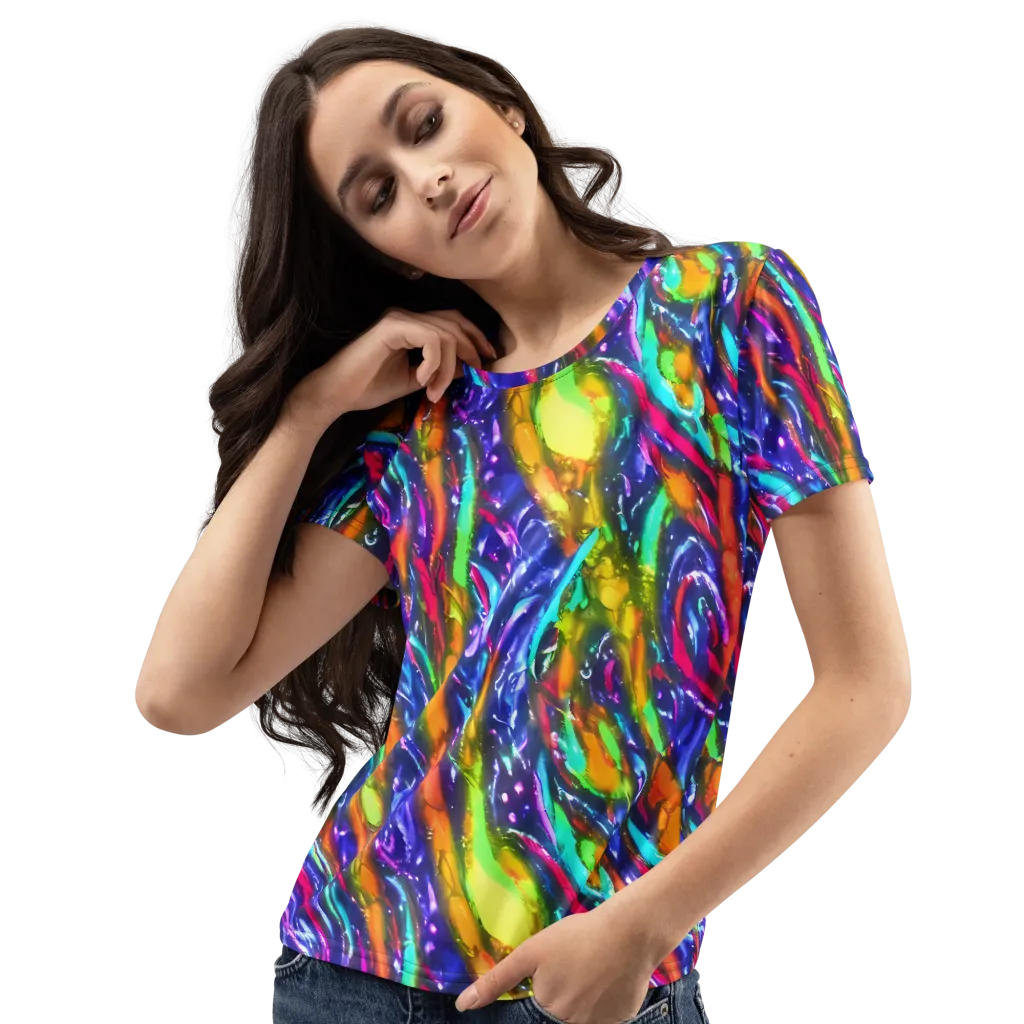 Electric Pour on Women's Crew Neck T-Shirt — Left Front