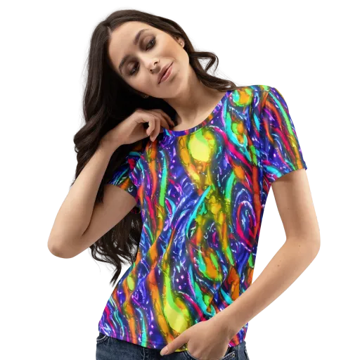 Electric Pour on a Women's Crew Neck T-Shirt