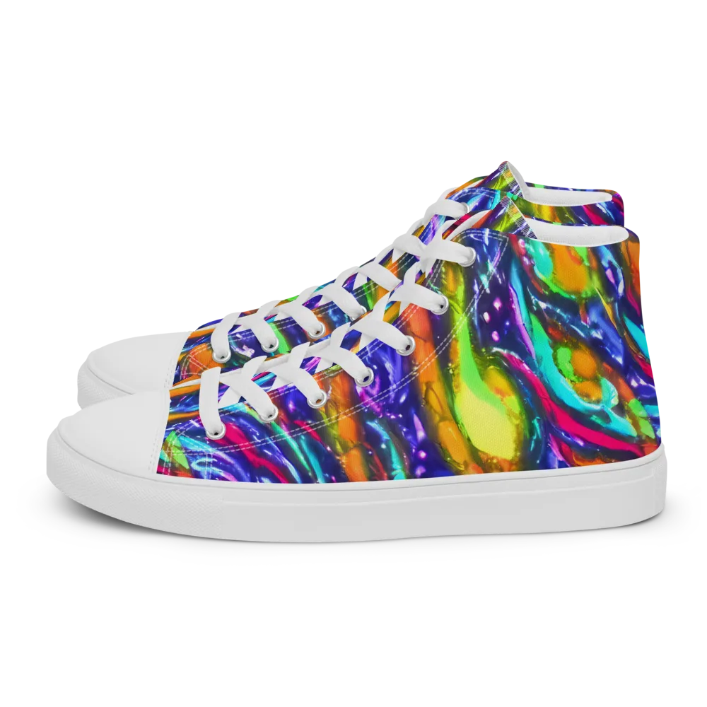 Electric Pour on Women's High Top Canvas Shoes — Left