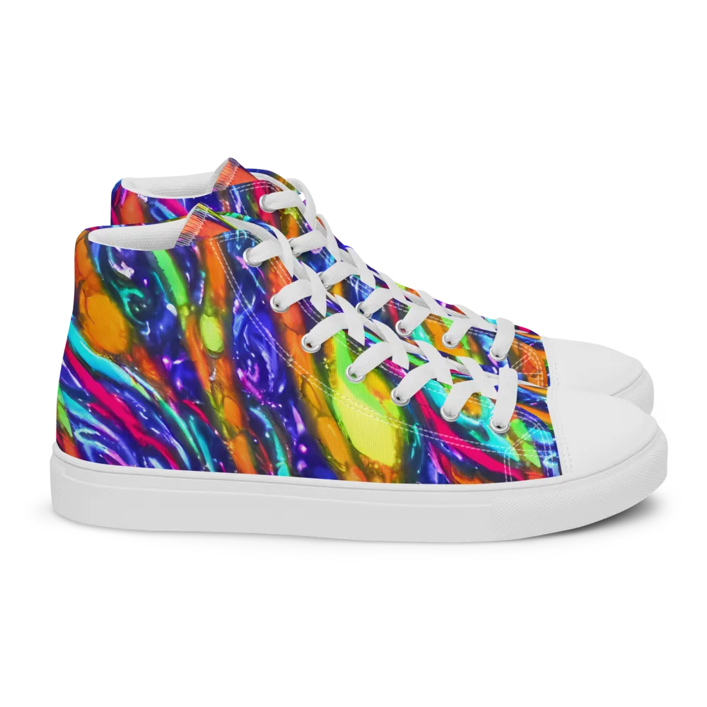 Electric Pour on Women's High Top Canvas Shoes — Right