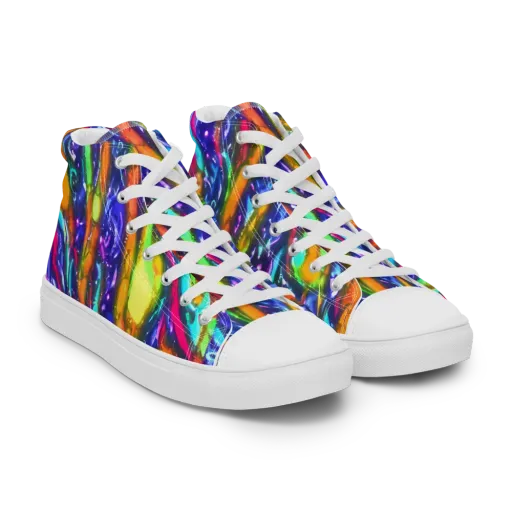 Electric Pour on a Women's High Top Canvas Shoes