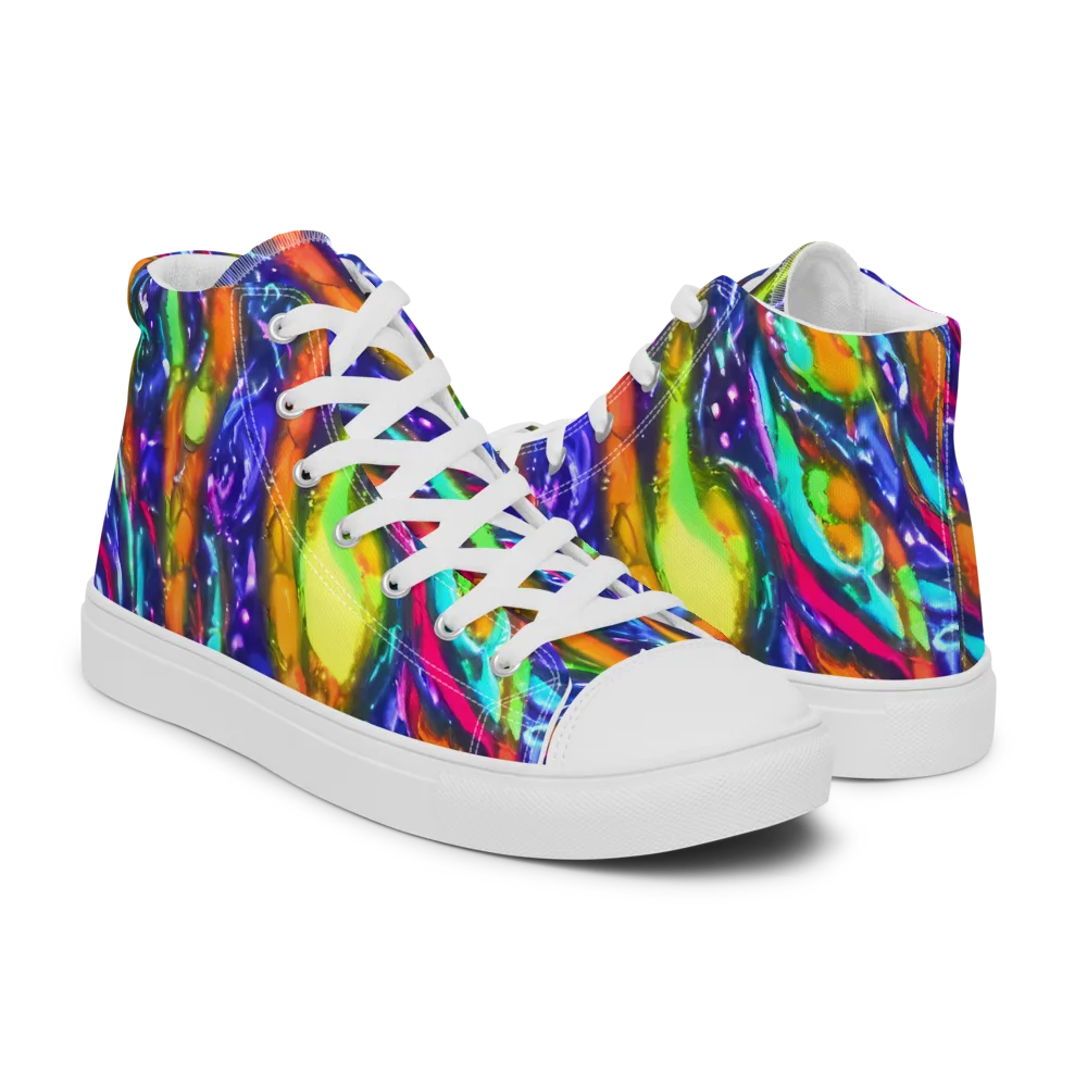 Electric Pour on Women's High Top Canvas Shoes — Right