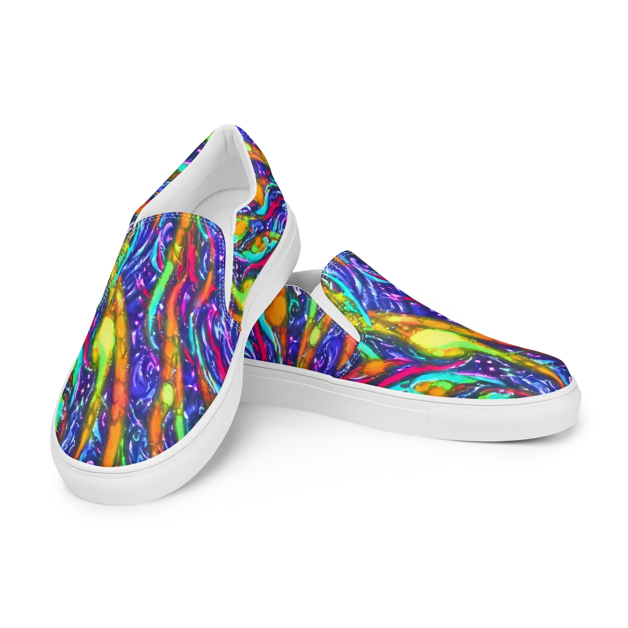 Electric Pour on Men's Slip-On Canvas Shoes — Left Front