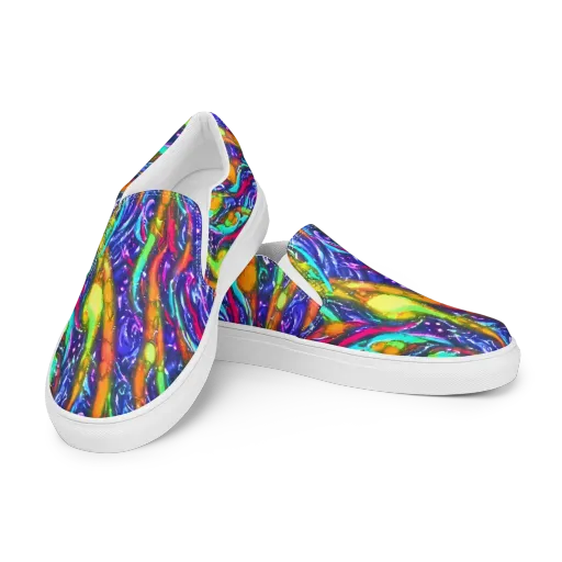 Electric Pour on a Men's Slip-On Canvas Shoes