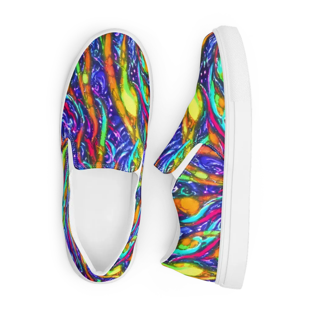 Electric Pour on Men's Slip-On Canvas Shoes — Front