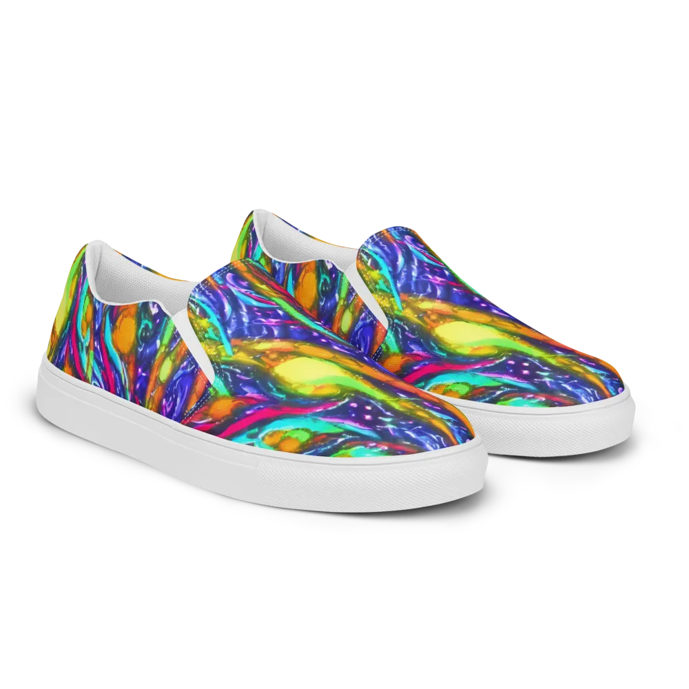 Electric Pour on Women's Slip-On Canvas Shoes — Right Front