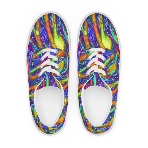 Electric Pour on a Men's Lace-Up Canvas Shoes