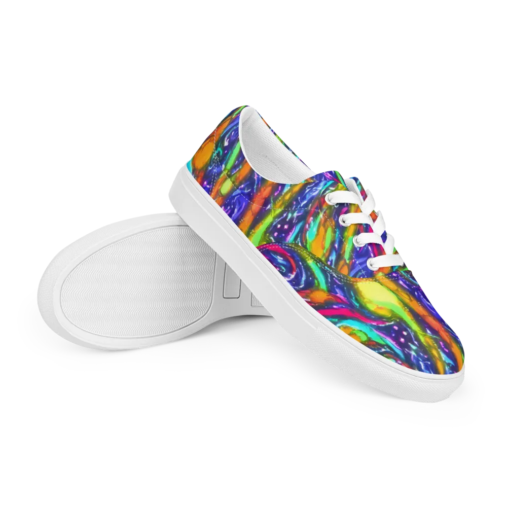 Electric Pour on Men's Lace-Up Canvas Shoes — Right Front