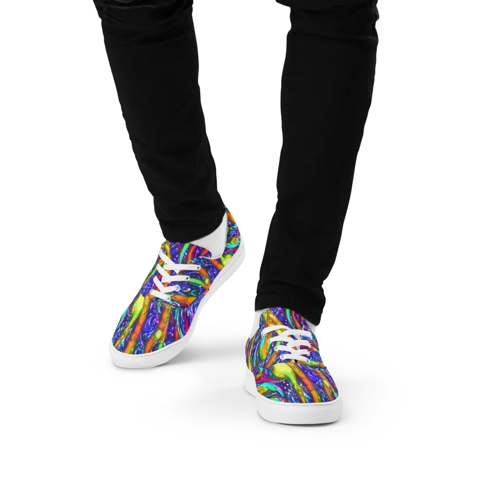 Electric Pour on Men's Lace-Up Canvas Shoes — Front