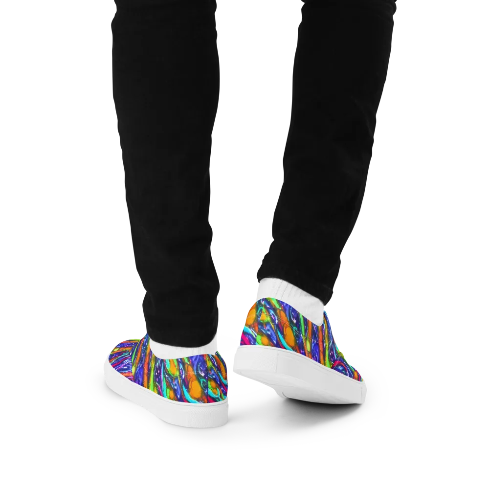 Electric Pour on Men's Lace-Up Canvas Shoes — Back