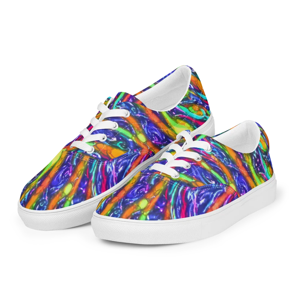 Electric Pour on Men's Lace-Up Canvas Shoes — Left Front