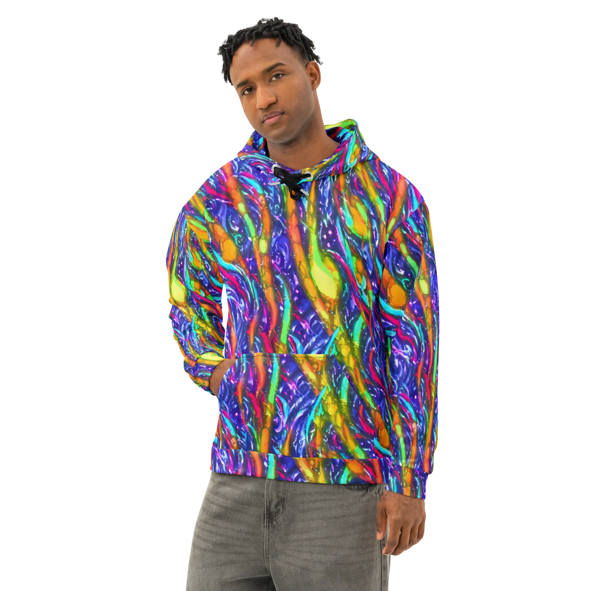 Electric Pour on Cotton Hoodie — Left Front