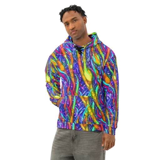 Electric Pour on a Cotton Hoodie