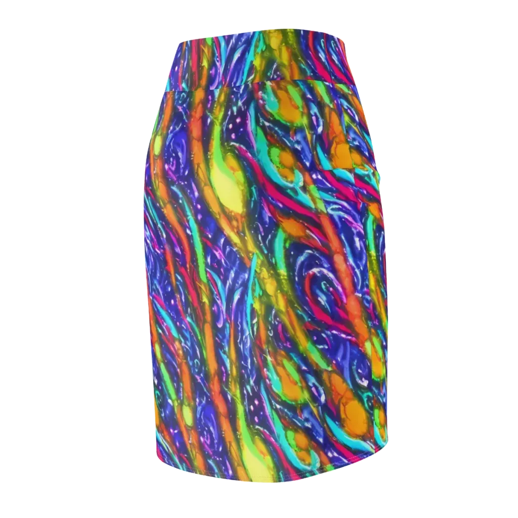 Electric Pour on Pencil Skirt — Back Side