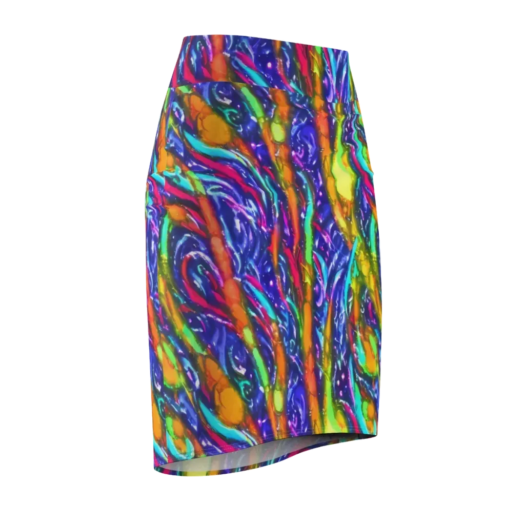 Electric Pour on Pencil Skirt — Front Side