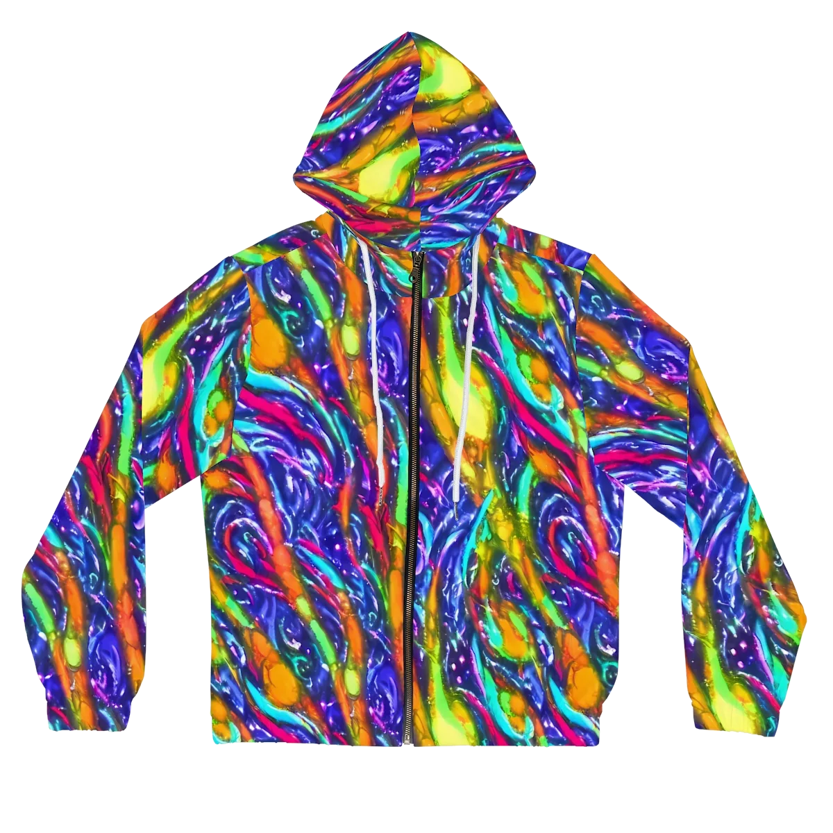 Electric Pour on Women's Full-Zip Hoodie — Front