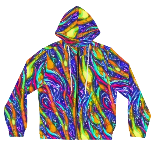 Electric Pour on a Women's Full-Zip Hoodie