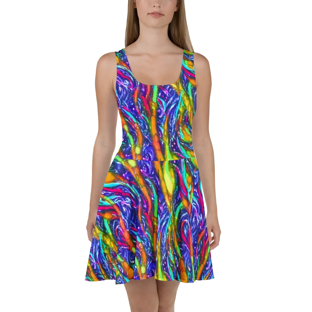 Electric Pour on Skater Dress — Front