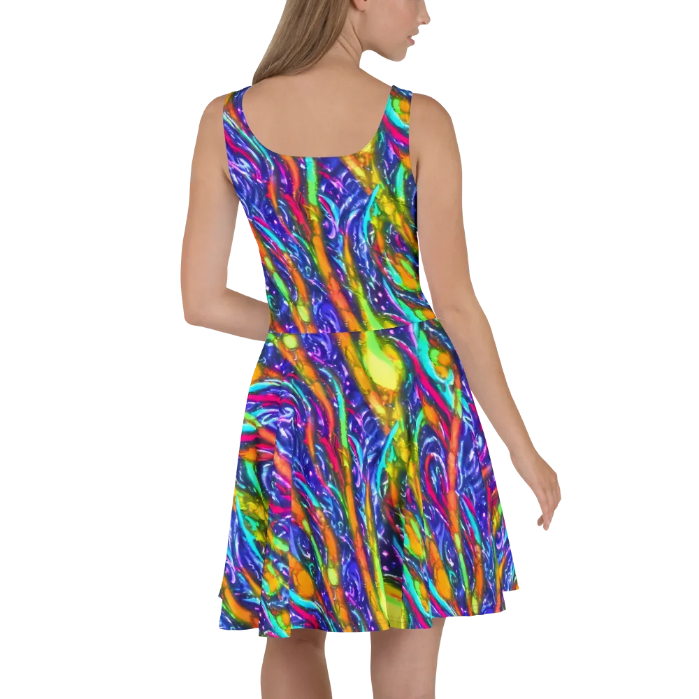 Electric Pour on Skater Dress — Back