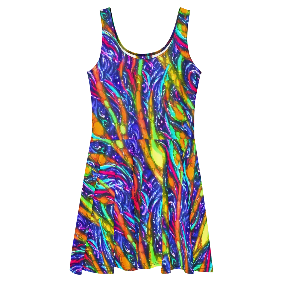 Electric Pour on Skater Dress — Front