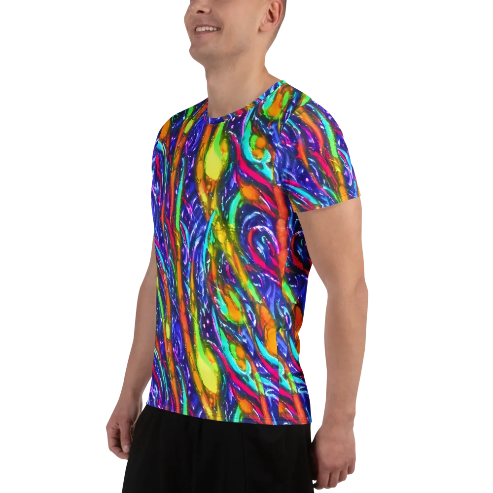 Electric Pour on Men's Athletic T-Shirt — Left