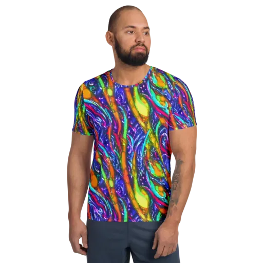 Electric Pour on a Men's Athletic T-Shirt