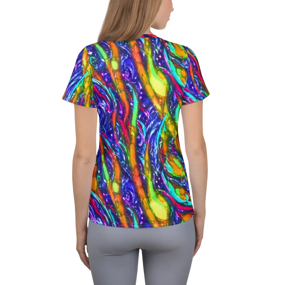 Electric Pour on Women's Athletic T-Shirt — Back