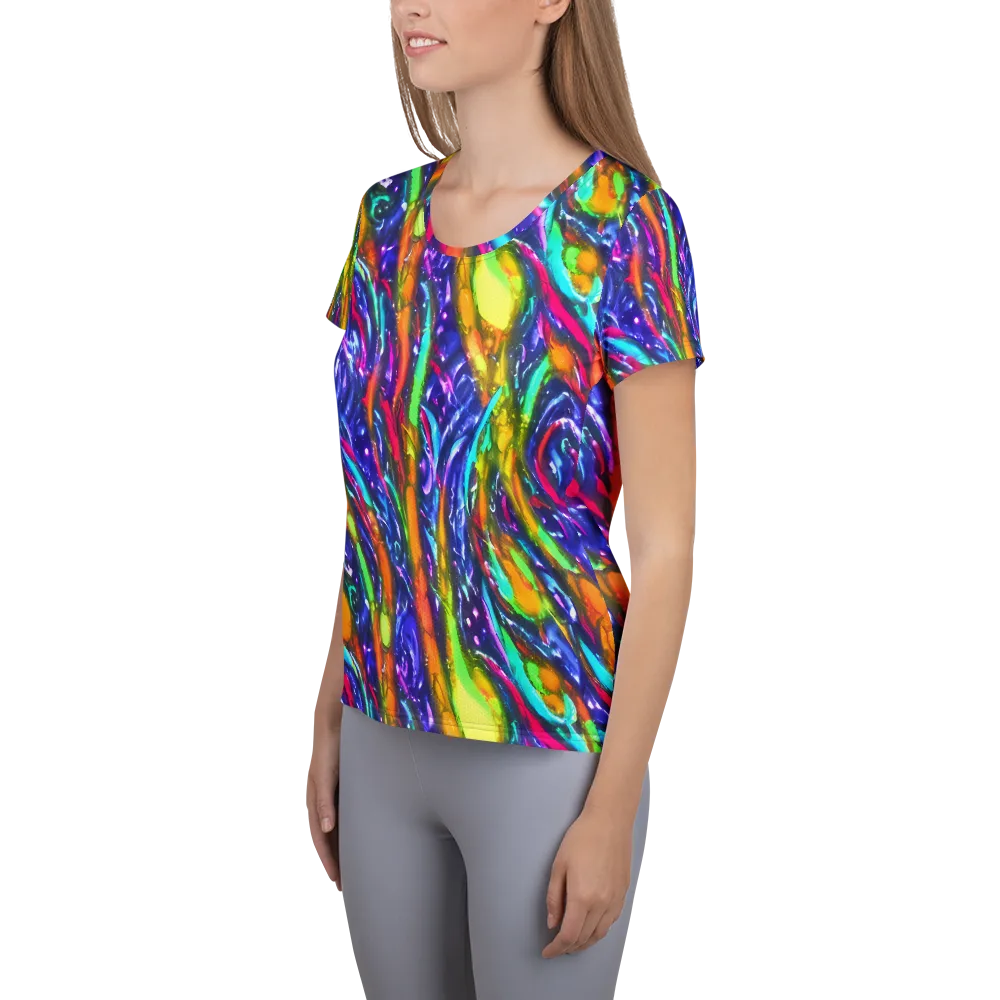 Electric Pour on Women's Athletic T-Shirt — Left