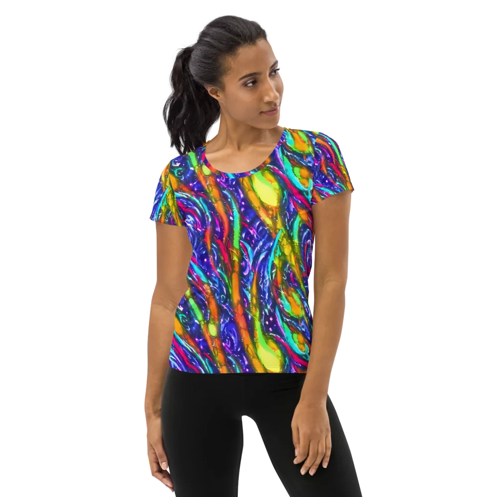Electric Pour on Women's Athletic T-Shirt — Front