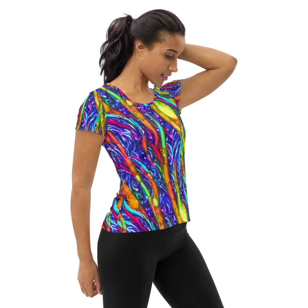 Electric Pour on Women's Athletic T-Shirt — Right