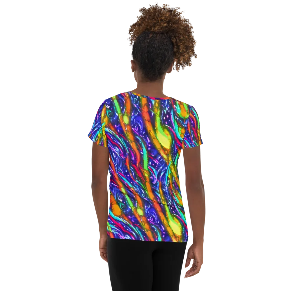 Electric Pour on Women's Athletic T-Shirt — Back