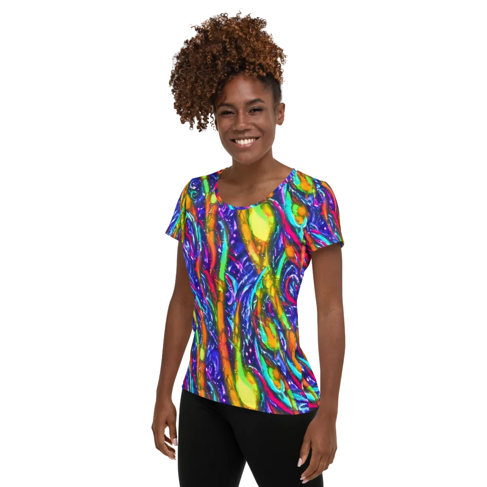 Electric Pour on Women's Athletic T-Shirt — Left