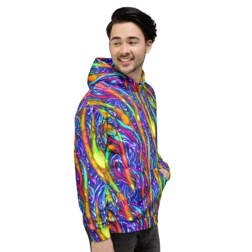 Electric Pour on a Hoodie