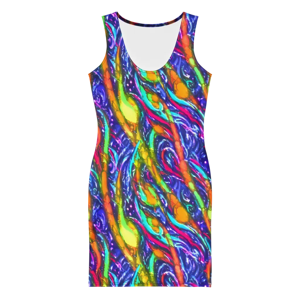 Electric Pour on Bodycon Dress — Front
