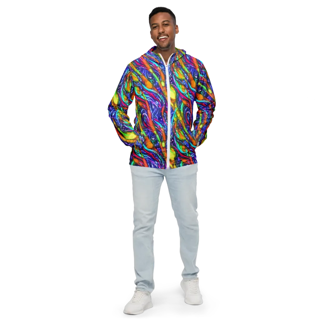 Electric Pour on Men's Windbreaker — Front