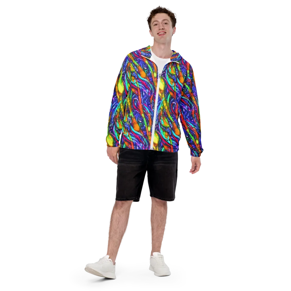 Electric Pour on Men's Windbreaker — Front