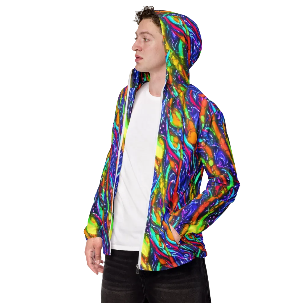 Electric Pour on Men's Windbreaker — Left Front