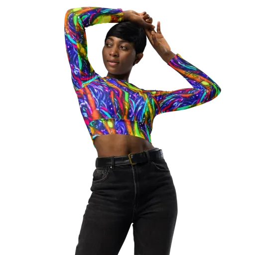 Electric Pour on a Long Sleeve Crop Top