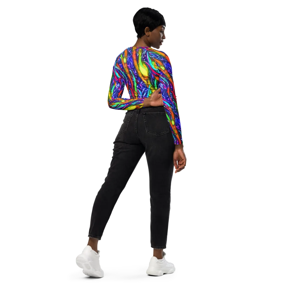 Electric Pour on Long Sleeve Crop Top — Right Back