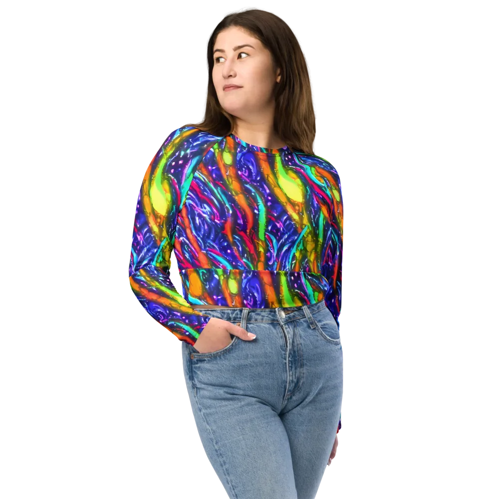 Electric Pour on Long Sleeve Crop Top — Front