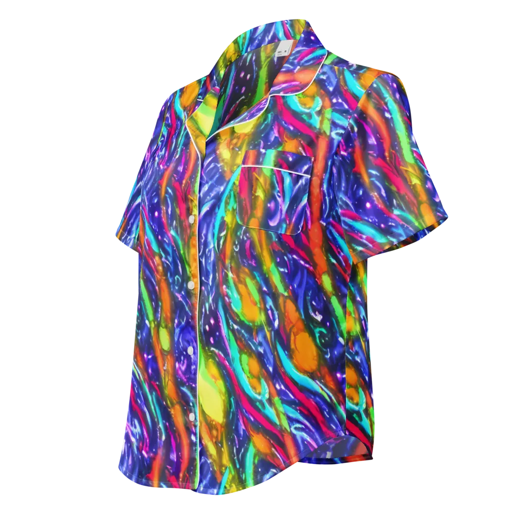 Electric Pour on Women's Short Sleeve Pajama Top — Left Front