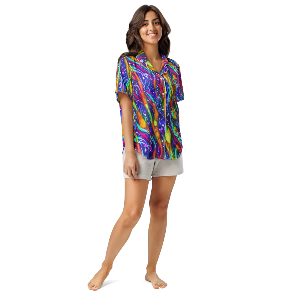 Electric Pour on Women's Short Sleeve Pajama Top — Front