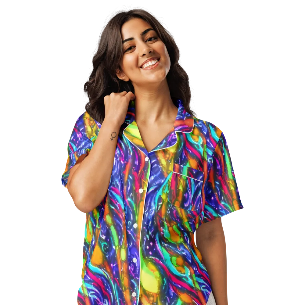 Electric Pour on Women's Short Sleeve Pajama Top — Front