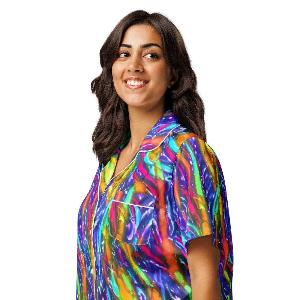 Electric Pour on Women's Short Sleeve Pajama Top — Left Front
