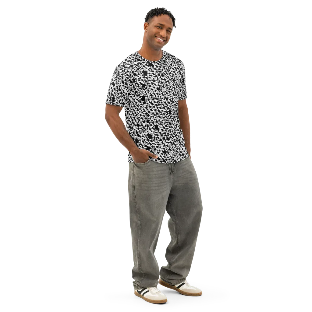 Ink Shatter on Men's Cotton Crew Neck T-Shirt — Right Front